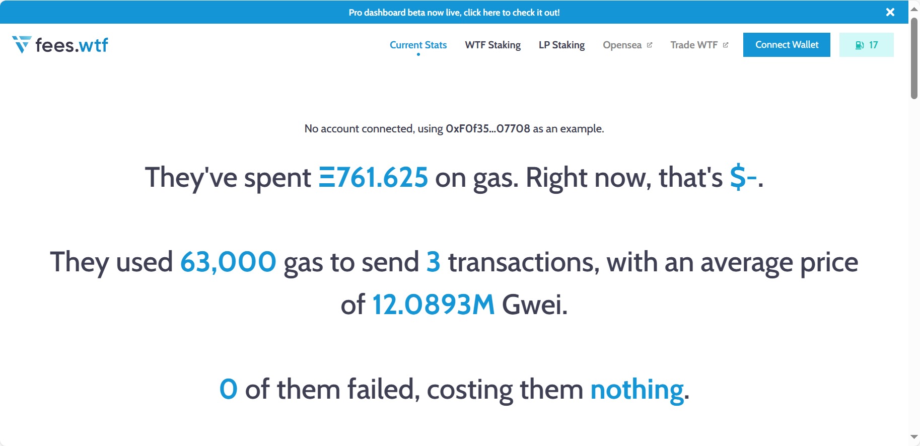 Fees.wtf:查询ETH账户gas费用