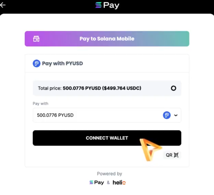 连接Pay钱包 支付PYUSD订购Solana二代手机Saga2