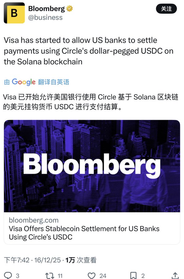 USDC被Visa使用进行支付结算的意义